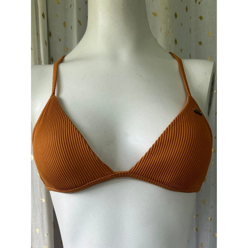 Roxy Mind of Freedom Rust Triangle Adjustable Criss Cross Bikini Top Only S